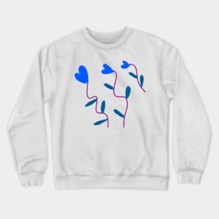 Blue watercolor heart floral art Crewneck Sweatshirt